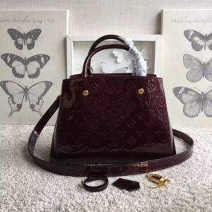 Falsa Louis Vuitton Montaigne Borsa BB Monogram Vernis M50403 BLV607