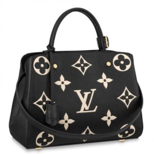 Borsa Falsa Louis Vuitton Montaigne MM in pelle nera M45499 BLV671