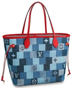 Falsa Louis Vuitton Neverfull MM Borsa Monogram Denim M44981 BLV480