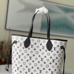 Falsa Louis Vuitton NEVERFULL MM Borsa LV NERO / BIANCO M46103 BLV1135