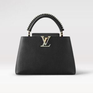 Falsa Louis Vuitton Capucines MM LV Borsa Etain Metallic Grey M21121 2