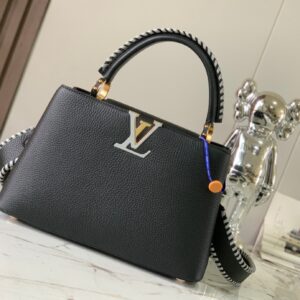 Falsa Louis Vuitton Capucines MM LV Borsa Etain Metallic Grey M21121
