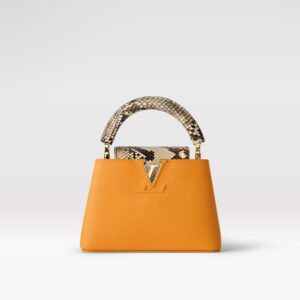 Falsa Louis Vuitton Capucines Mini Borsa LV Giallo Oro N81410 2