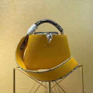 Falsa Louis Vuitton Capucines Mini con patta con manico in pitone N97076 BLV800