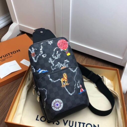 Borsa a tracolla Falsa Louis Vuitton Avenue Damier Graphite Maps N40237 BLV859 - immagine 2