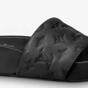 Falsa Louis Vuitton Jumbo Flatform Mules in pelle di agnello monogramma nera 2