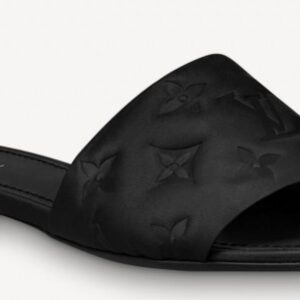 Muli piatti Falsa Louis Vuitton Revival in pelle di agnello monogramma nera 2