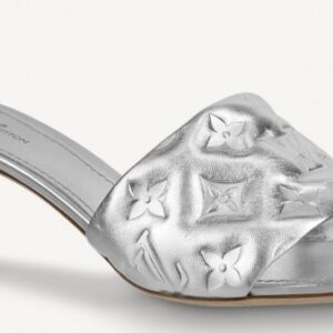Falsa Louis Vuitton Revival Mules 55mm in pelle di agnello metallizzata argento 2
