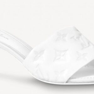 Falsa Louis Vuitton Revival Mules 55 mm in pelle di agnello monogramma bianca 2