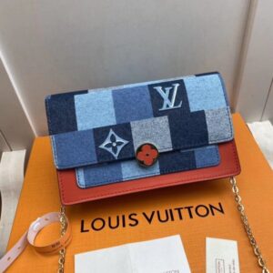 Falsa Louis Vuitton Portafoglio con catena Flore Monogram Denim M69036 BLV477 2