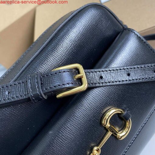 Falsa Gucci 645454 Gucci Horsebit 1955 Borsa a tracolla piccola nera - immagine 6