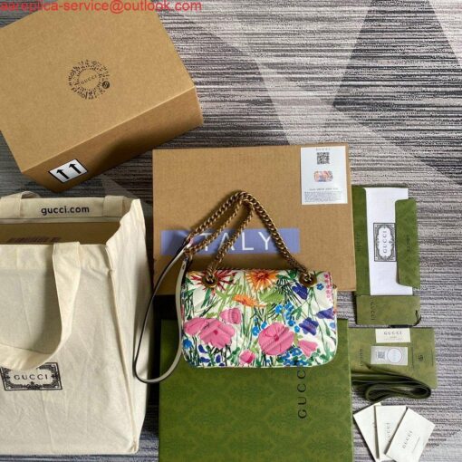Borsa a tracolla Mini Falsa Gucci 446744 GG Marmont multicolore bianca