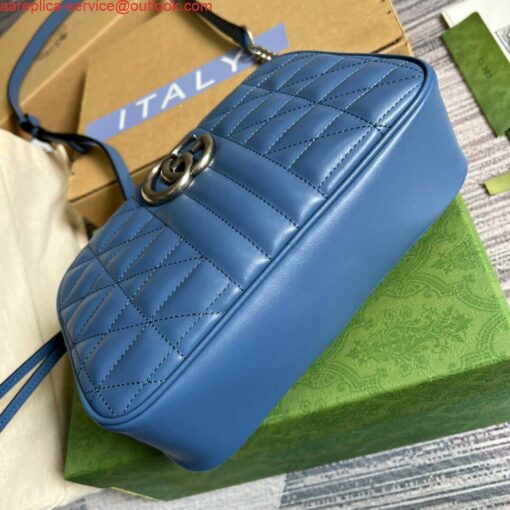 Borsa a tracolla Falsa Gucci 447632 GG Marmont Matelassé Blu - immagine 6