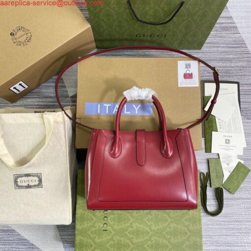 Falsa Gucci 649016 Borsa tote media Gucci Jackie 1961 Rossa