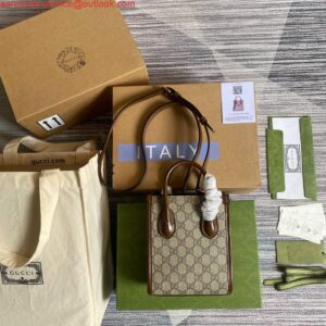 Falsa Gucci 671623 Mini Tote Bag con chiusura G Marrone 2