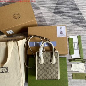 Falsa Gucci 671623 Mini Tote Bag con lntelocking G Bianco 2