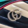 Falsa Gucci 476434 Borsa da cintura in pelle GG Marmont Matelassé Nera Beige