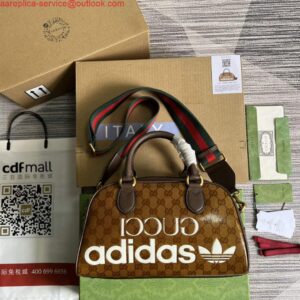 Falsa Adidas x Gucci 702397 mini borsone marrone 2