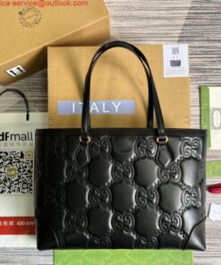 Borsa tote media Falsa Gucci 631685 GG in pelle matelassé Nera