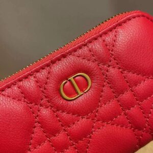 Frizione con cerniera Falsa Dior Caro Mini 5087 Rosso 2