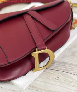 Falsa Dior M0446 Borsa da sella Dior M0447 Pelle di capra rosso vino Hardware dorato