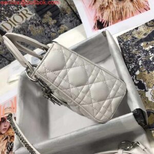 Falsa Dior M0505 Mini Dior Lady Bag Nastro in pelle di agnello Cannage bianca