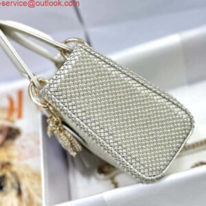 Falsa Dior M0505 Mini Dior Lady Bag Bianca Perline in resina bianca ricamate