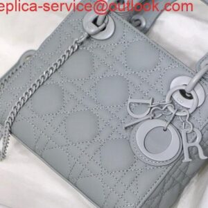 Falsa Dior M0505 Mini Dior Lady Bag Pelle di agnello Cannage grigia 2