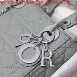 Falsa Dior M0505 Mini Dior Lady Bag Pelle di agnello Cannage grigia