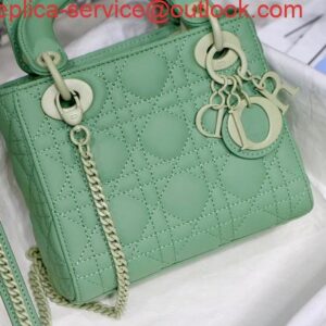 Borsa Falsa Dior M0505 Mini Dior Lady Pelle di agnello Cannage verde 2