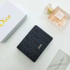 Falsa Dior Portafoglio Dior Mini Lady Blu S0178 Dior Oblique Jacquard Nero 2