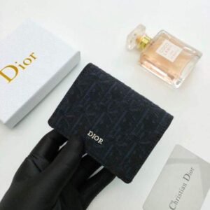 Falsa Dior Portafoglio Dior Mini Lady Blu S0178 Dior Oblique Jacquard Nero