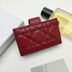 Falsa Dior S0074 Portafoglio Lady Dior Porta carte a 5 scomparti Rosso