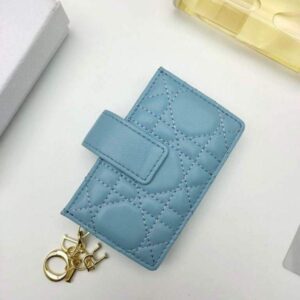 Falsa Dior S0074 Portafoglio Lady Dior porta carte a 5 scomparti Blu cielo 2