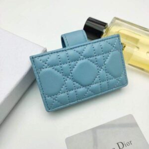 Falsa Dior S0074 Portafoglio Lady Dior porta carte a 5 scomparti Blu cielo