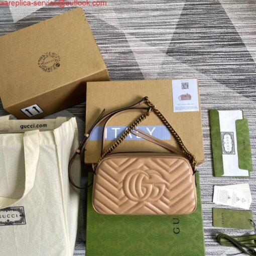Falsa Gucci 447632 Borsa a tracolla piccola GG Marmont rosa chiaro - immagine 2