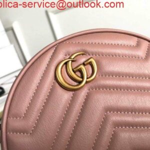 Falsa Gucci 550154 Borsa a tracolla rotonda mini GG Marmont rosa chiaro