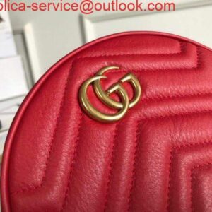 Borsa a tracolla rotonda Falsa Gucci 550154 GG Marmont Mini rossa