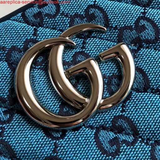 Falsa Gucci 447632 Borsa a tracolla piccola multicolore GG Marmont Blu - immagine 4