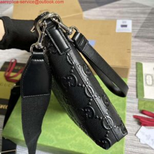 Borsa a tracolla media Falsa Gucci 696009 GG in rilievo nera