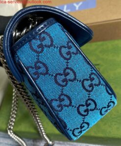 Falsa Gucci 446744 Mini borsa a tracolla multicolore GG Marmont Blu 2