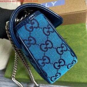 Falsa Gucci 446744 Mini borsa a tracolla multicolore GG Marmont Blu