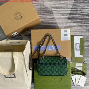 Falsa Gucci 446744 Mini borsa a tracolla multicolore GG Marmont Verde 2