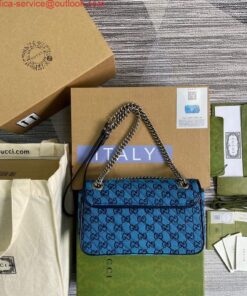 Falsa Gucci 443497 Borsa a tracolla piccola multicolore GG Marmont Blu